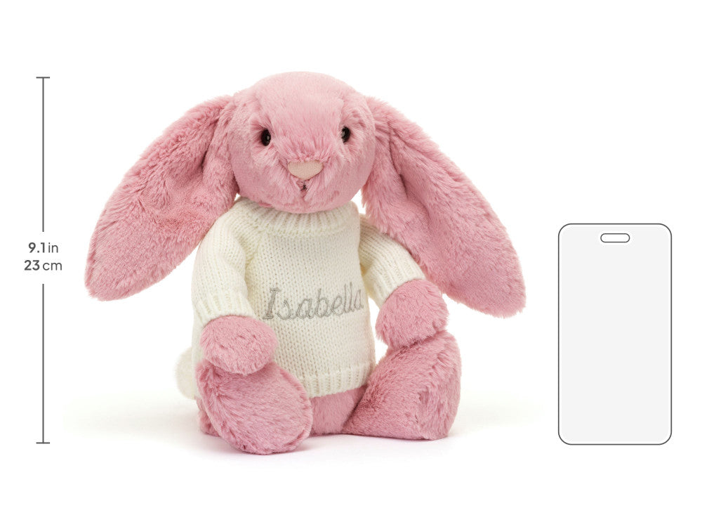 Bashful Tulip Pink Bunny with Personalised Cream Jumper
