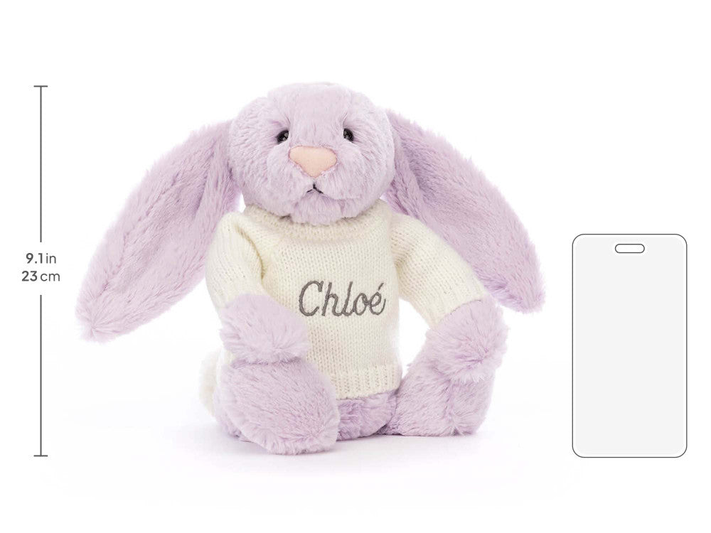Bashful Lilac Bunny with Personalised Cream Jumper