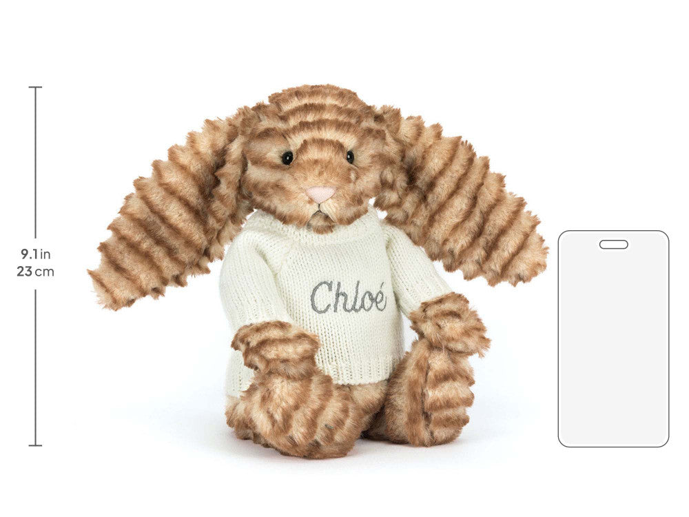 Bashful Luxe Bunny Juniper with Personalised Cream Jumper