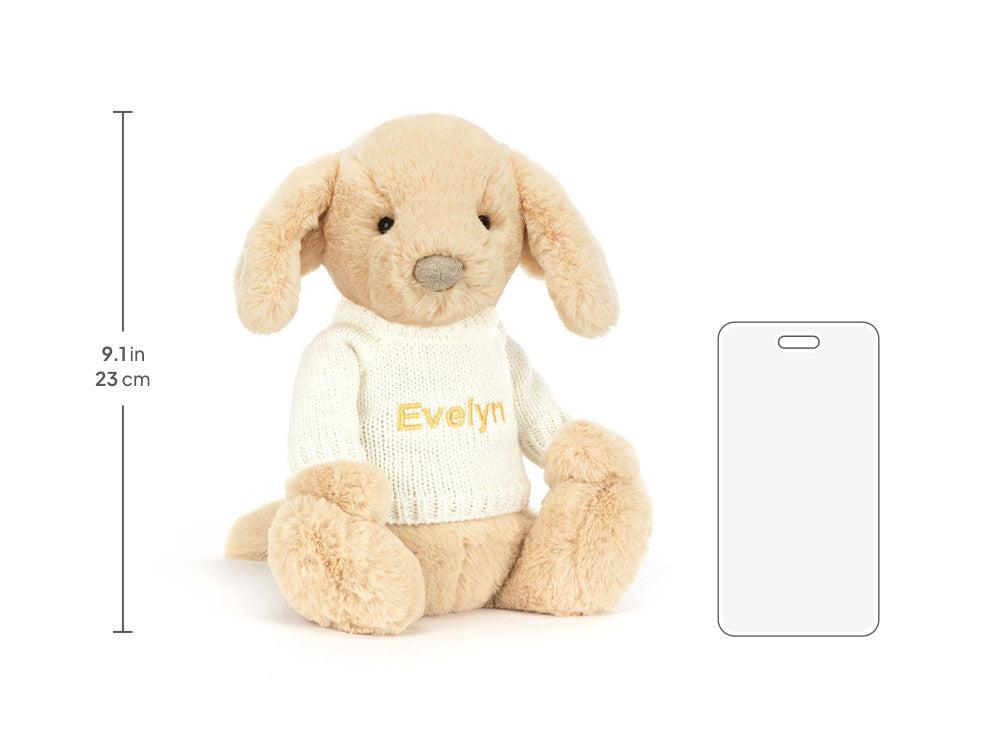 Bashful Luxe Puppy Orlando with Personalised Cream Jumper