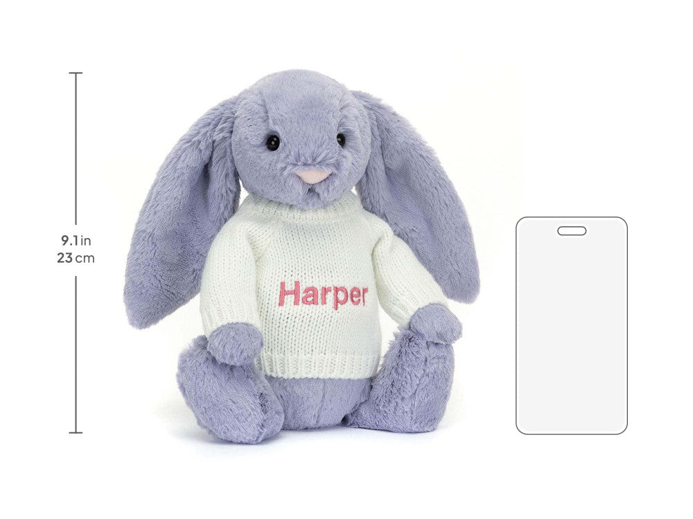 Bashful Viola Bunny with Personalised Cream Jumper