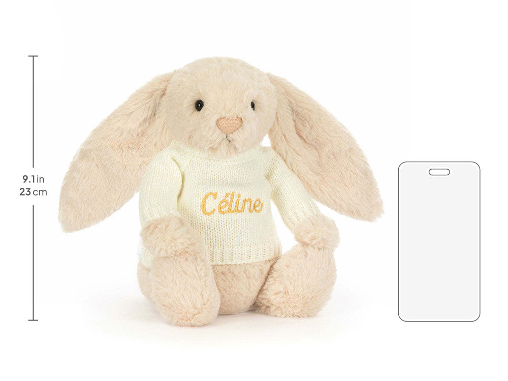 Bashful Luxe Bunny Willow with Personalised Cream Jumper