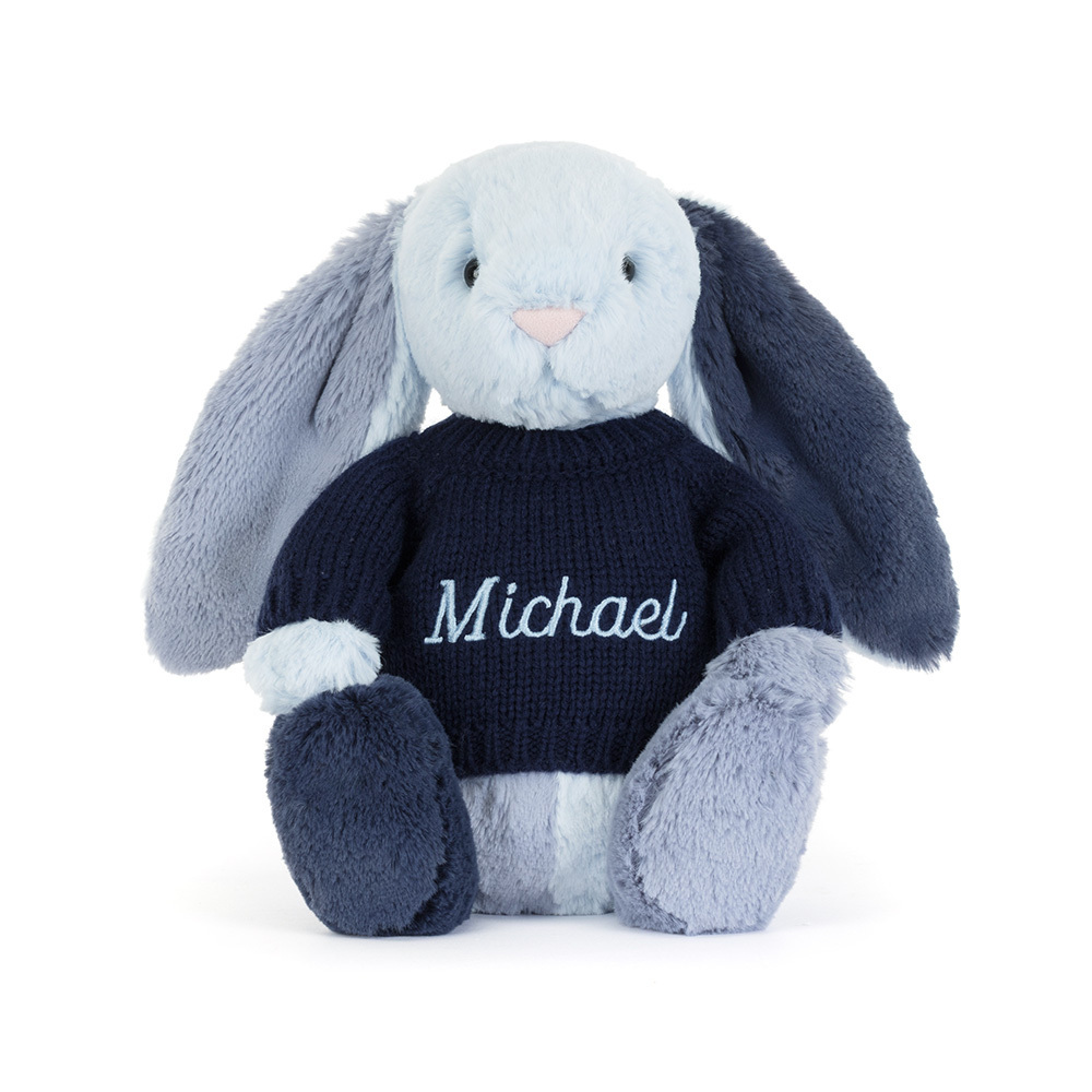 Puddlesea Bunny with Personalised Navy Jumper