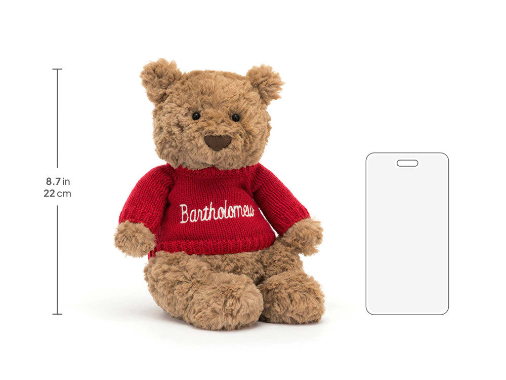 Bartholomew Bear with Personalised Red Jumper