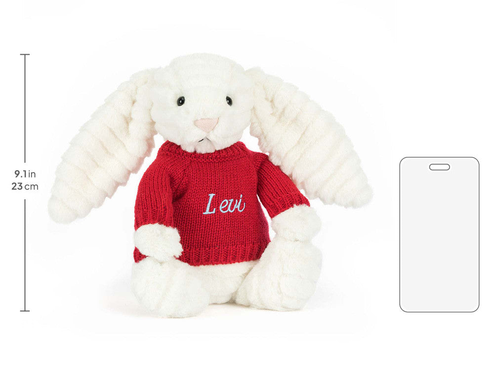 Bashful Luxe Bunny Nimbus with Personalised Red Jumper