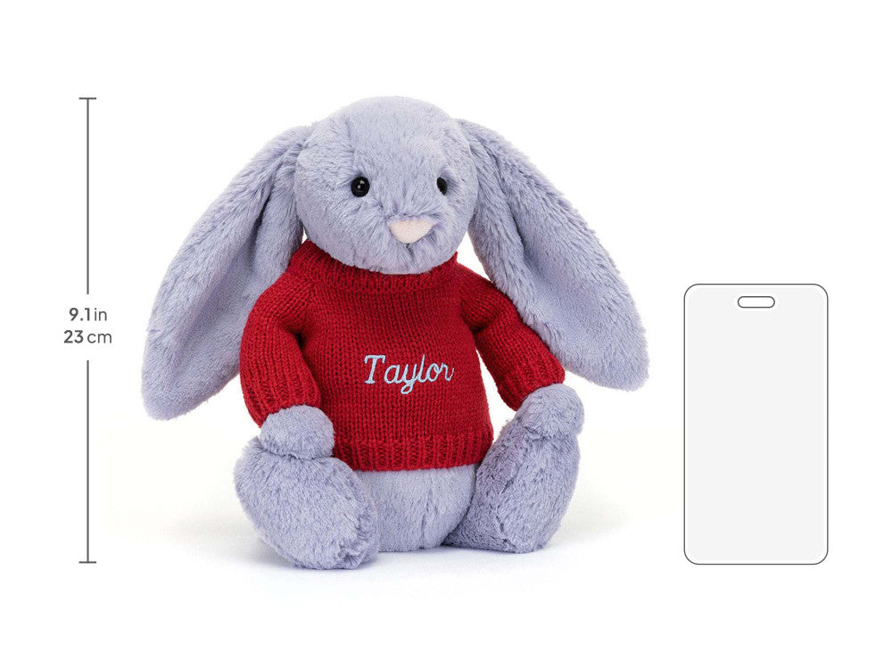 Bashful Viola Bunny with Personalised Red Jumper