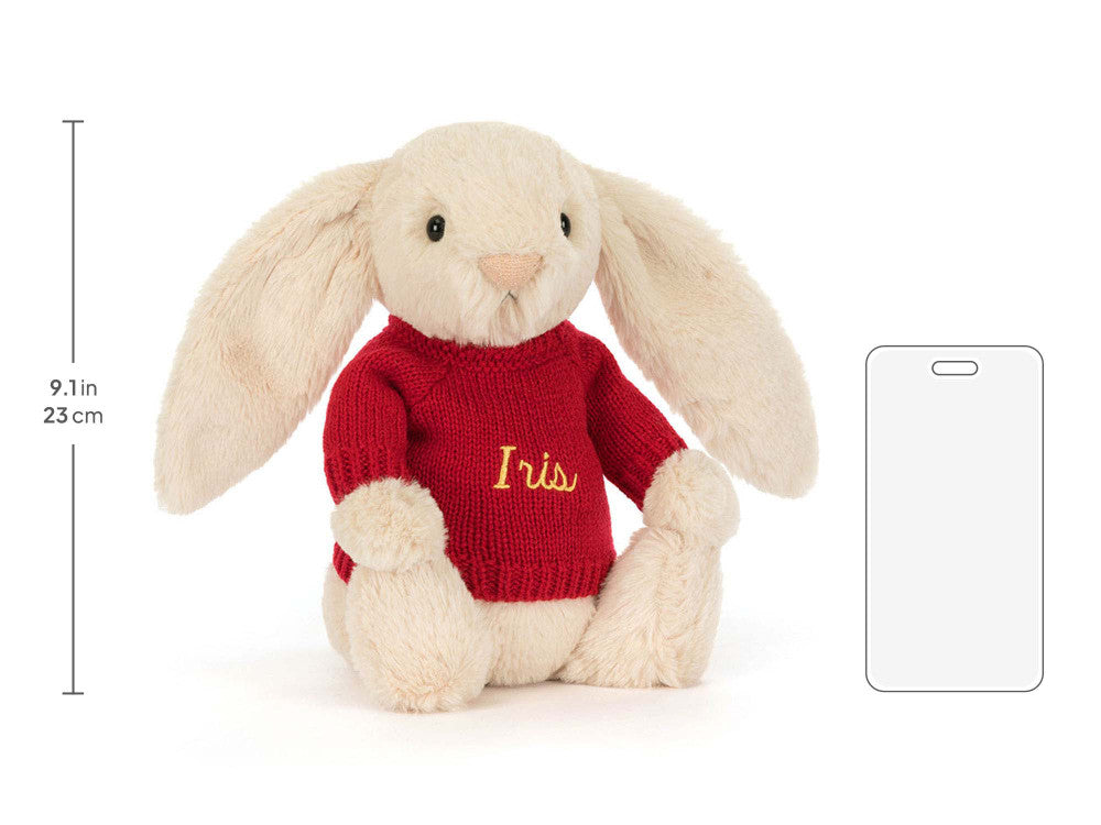 Bashful Luxe Bunny Willow with Personalised Red Jumper