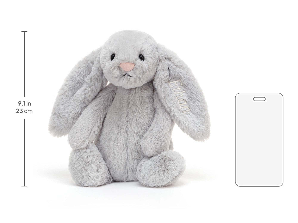 Personalised Bashful Silver Bunny Medium