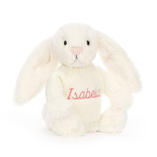 Bashful Cream Bunny with Personalised Cream Jumper
