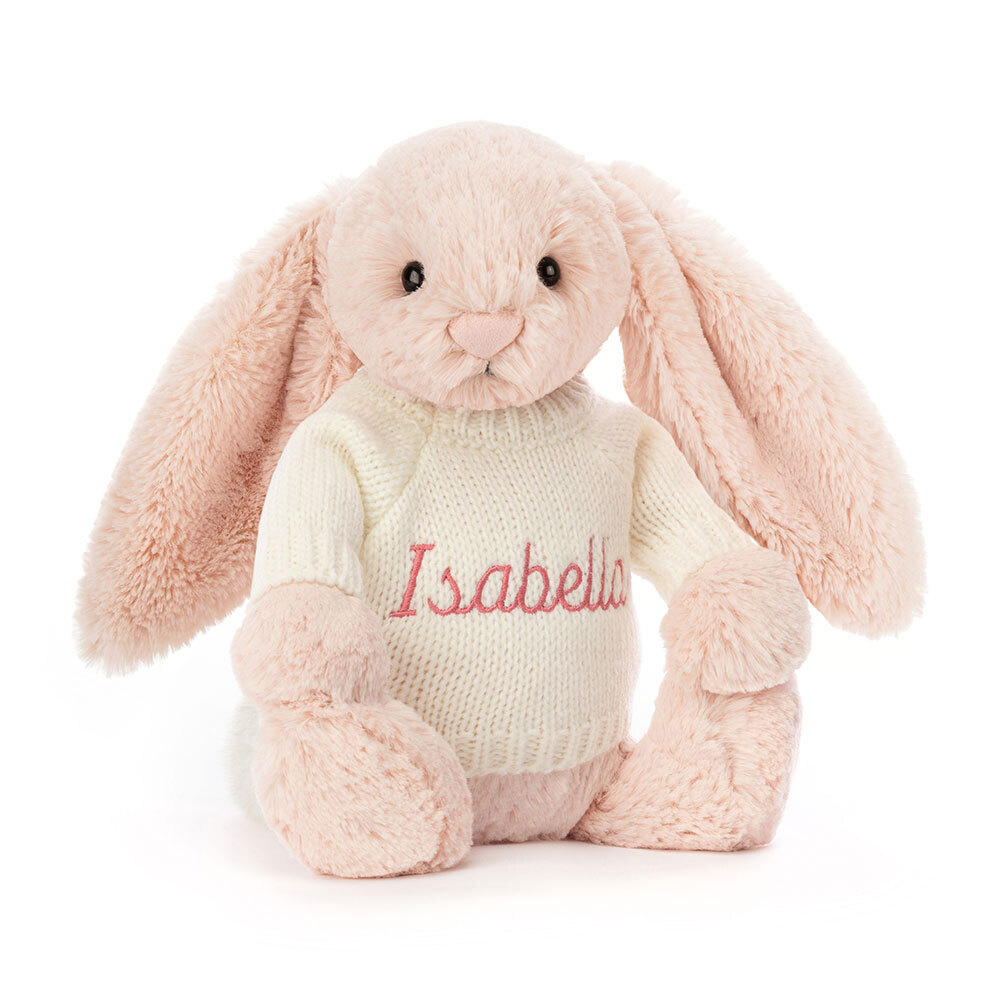 Bashful Blush Bunny with Personalised Cream Jumper