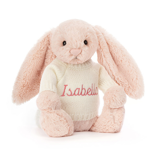 Bashful Blush Bunny with Personalised Cream Jumper