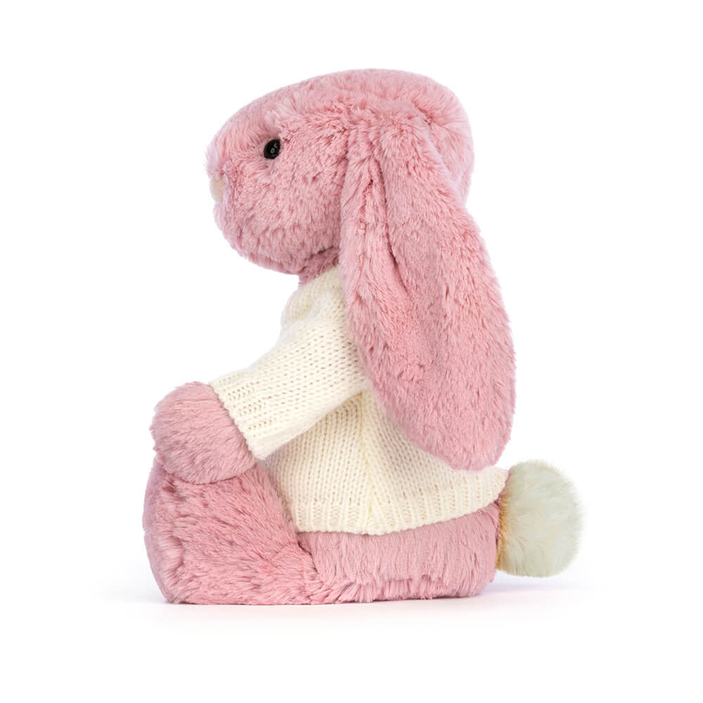 Bashful Tulip Pink Bunny with Personalised Cream Jumper
