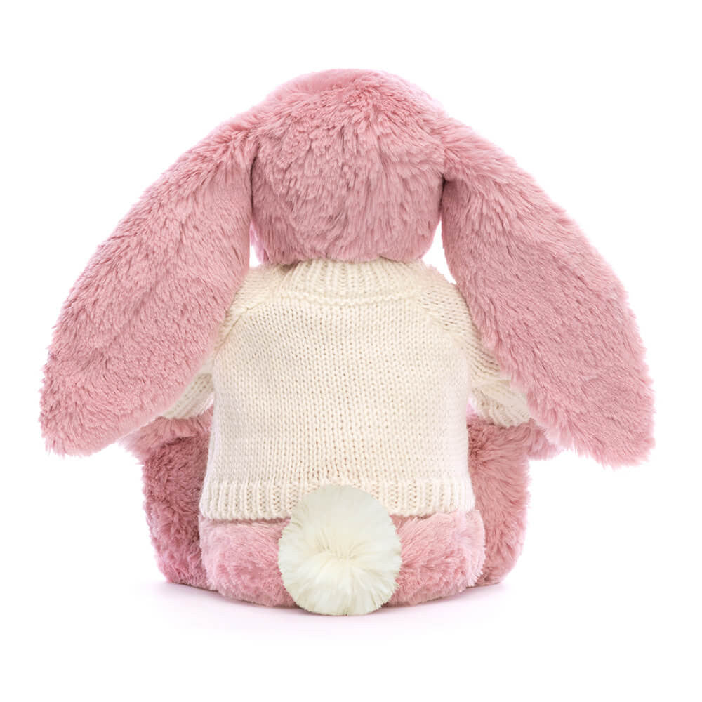 Bashful Tulip Pink Bunny with Personalised Cream Jumper
