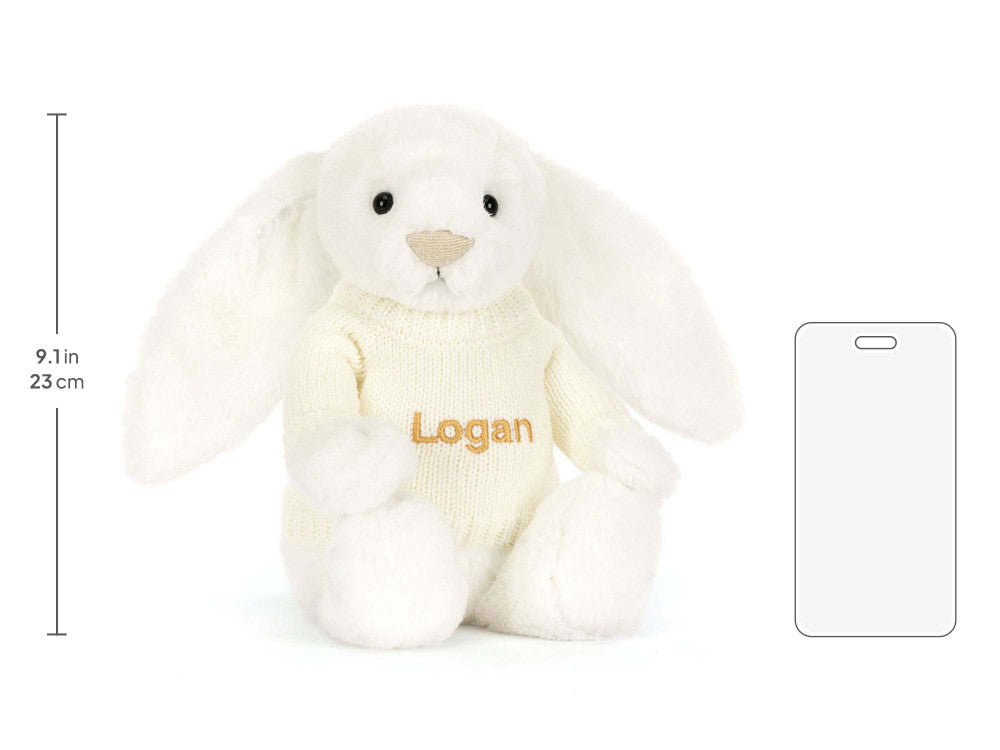 Bashful Luxe Bunny Luna with Personalised Cream Jumper