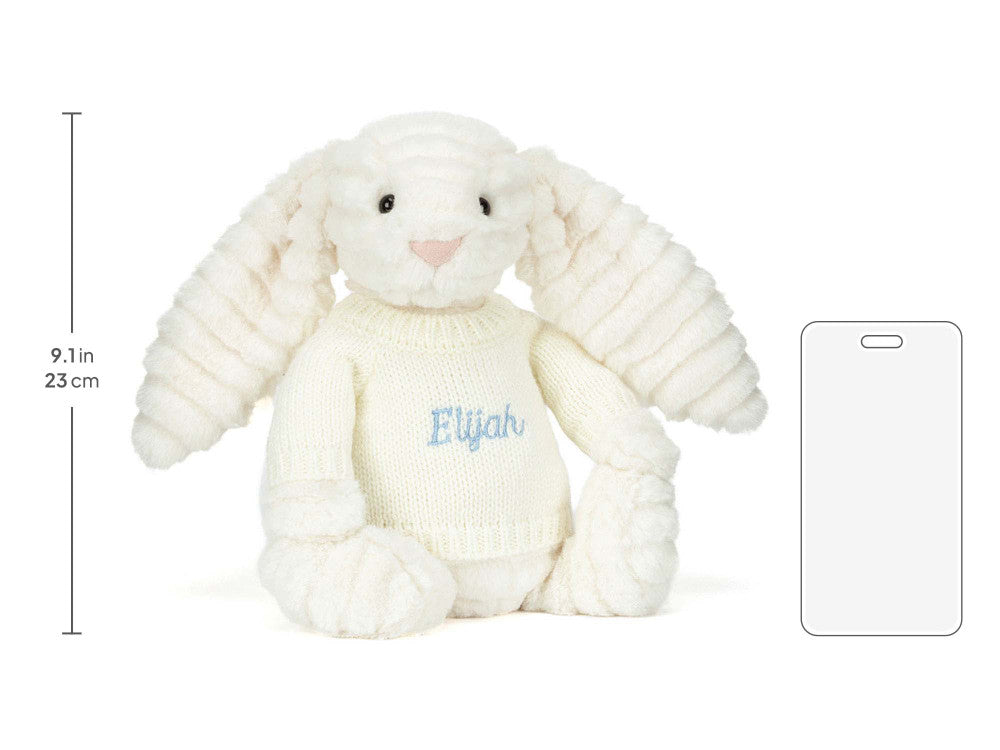 Bashful Luxe Bunny Nimbus with Personalised Cream Jumper