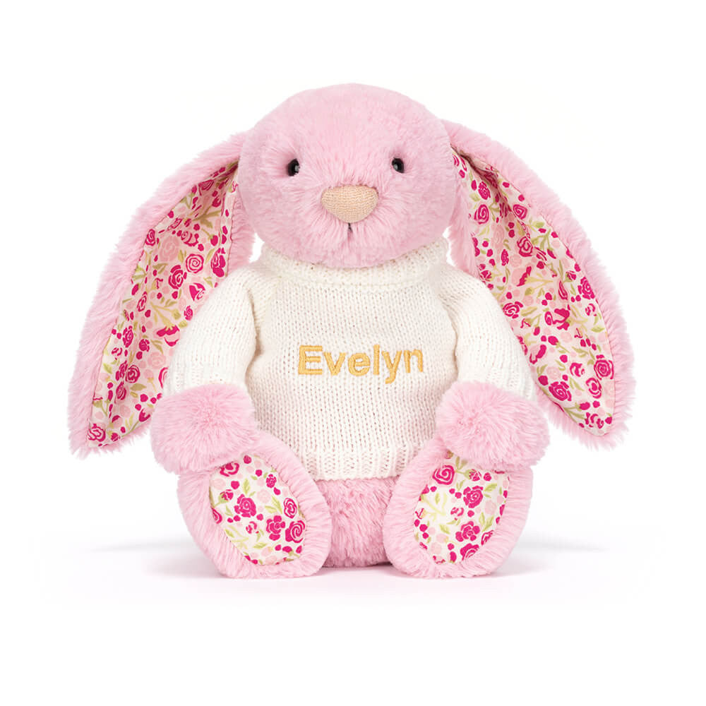 Blushkin Blossom Luxe Bunny with Personalised Cream Jumper
