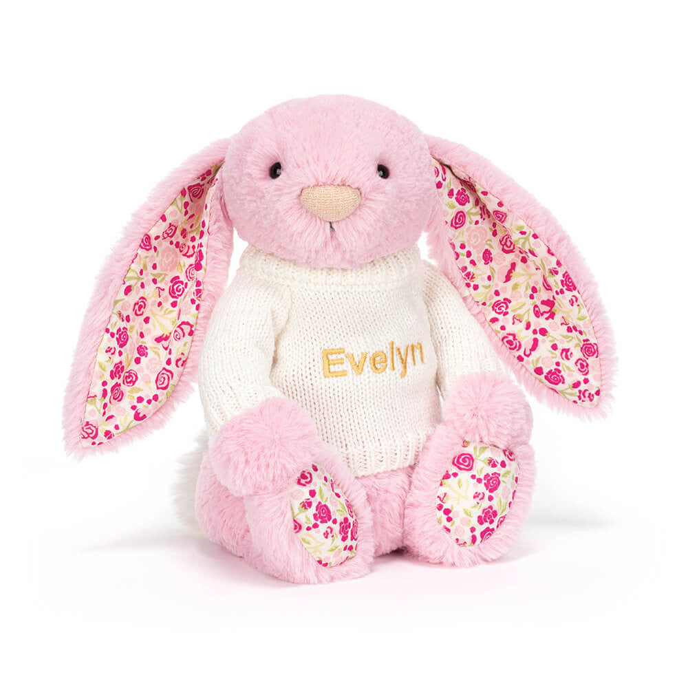 Blushkin Blossom Luxe Bunny with Personalised Cream Jumper