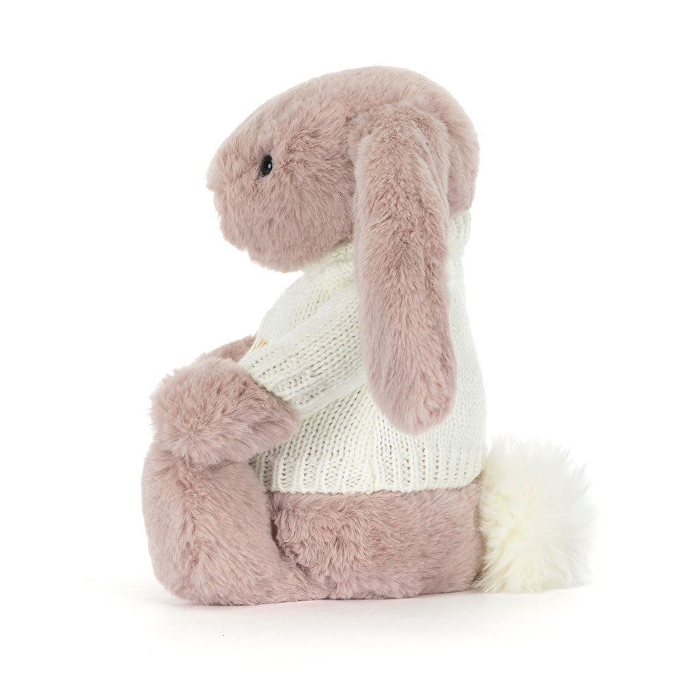 Bashful Luxe Bunny Rosa with Personalised Cream Jumper