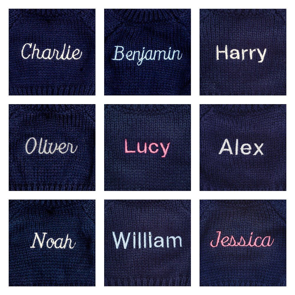Bashful Cream Bunny with Personalised Navy Jumper