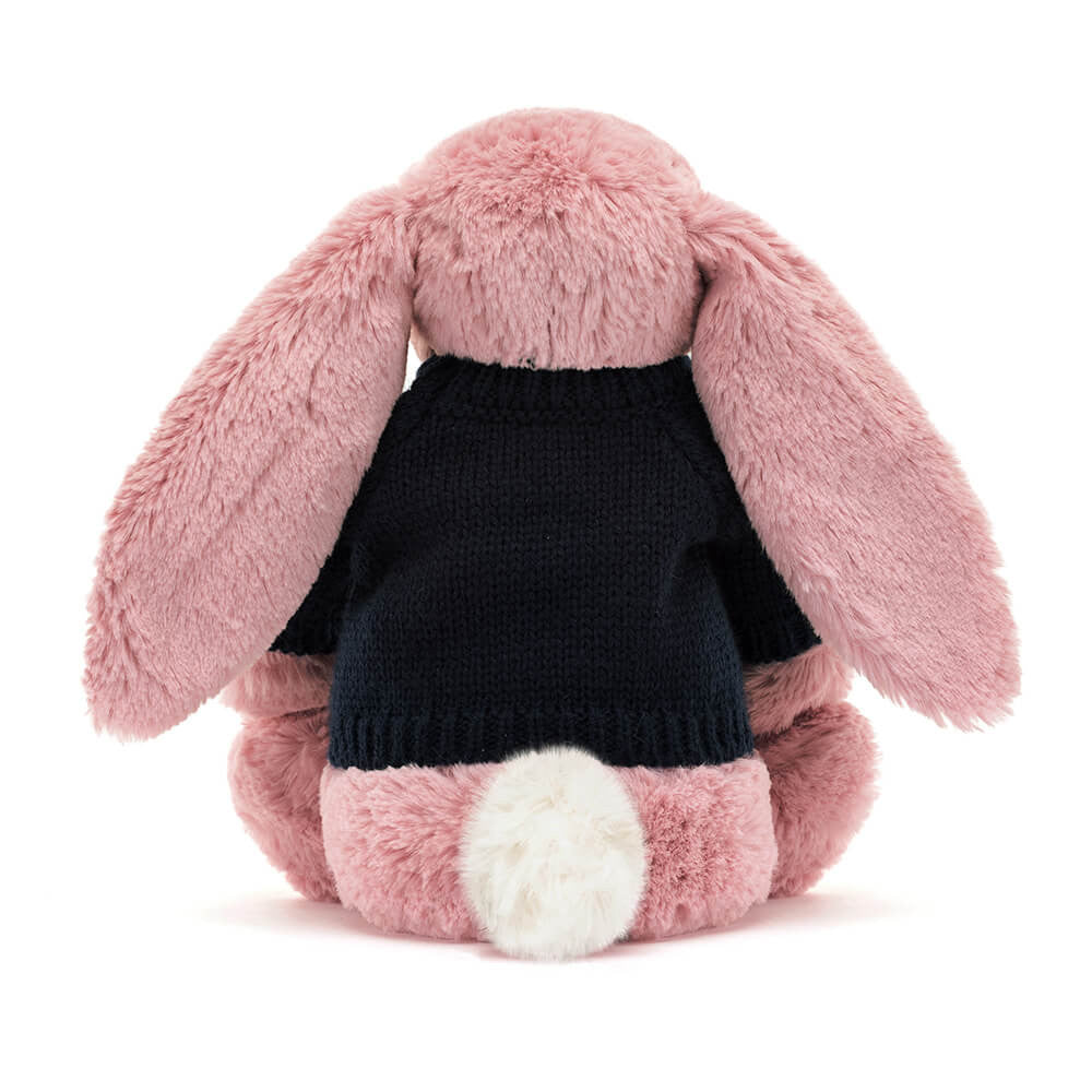 Bashful Tulip Pink Bunny with Personalised Navy Jumper