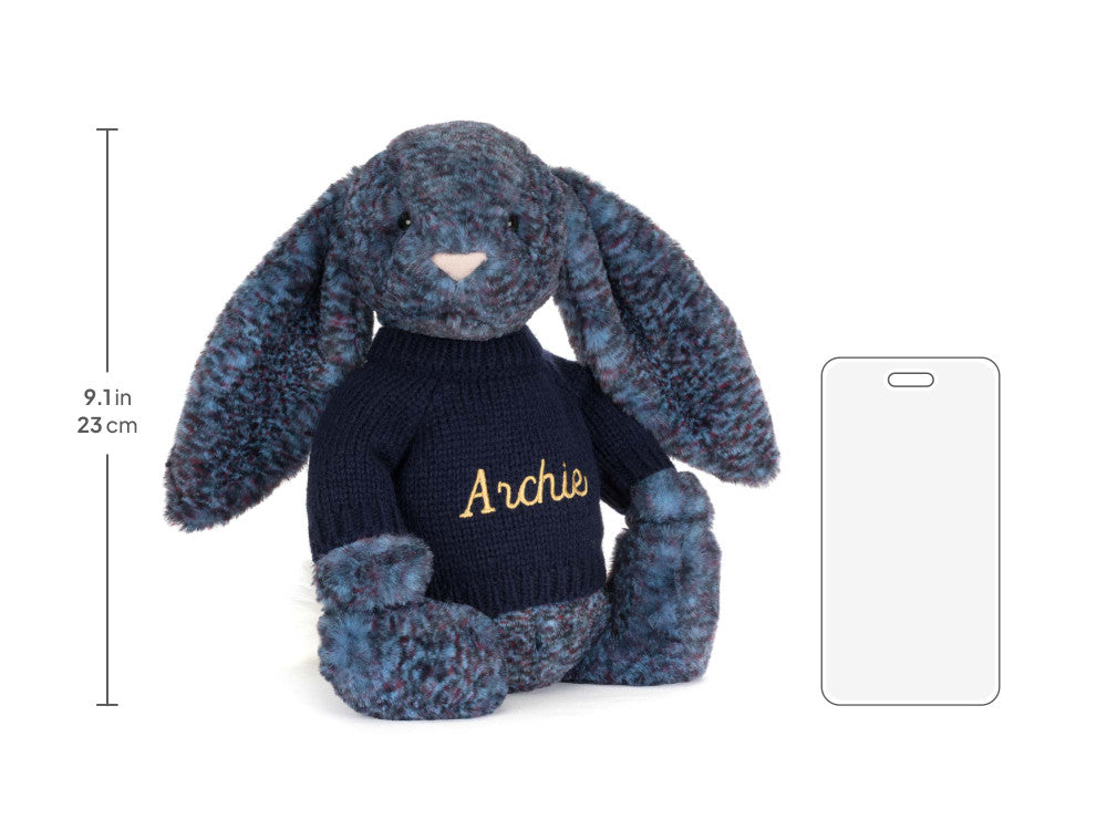 Hopscone Luxe Bunny with Personalised Navy Jumper