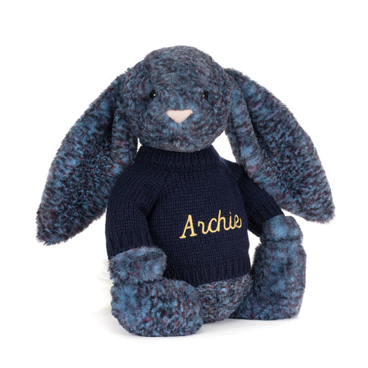 Hopscone Luxe Bunny with Personalised Navy Jumper