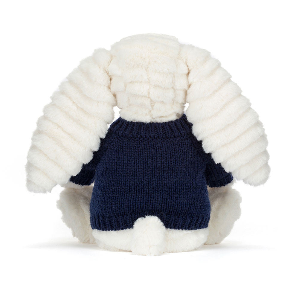Bashful Luxe Bunny Nimbus with Personalised Navy Jumper
