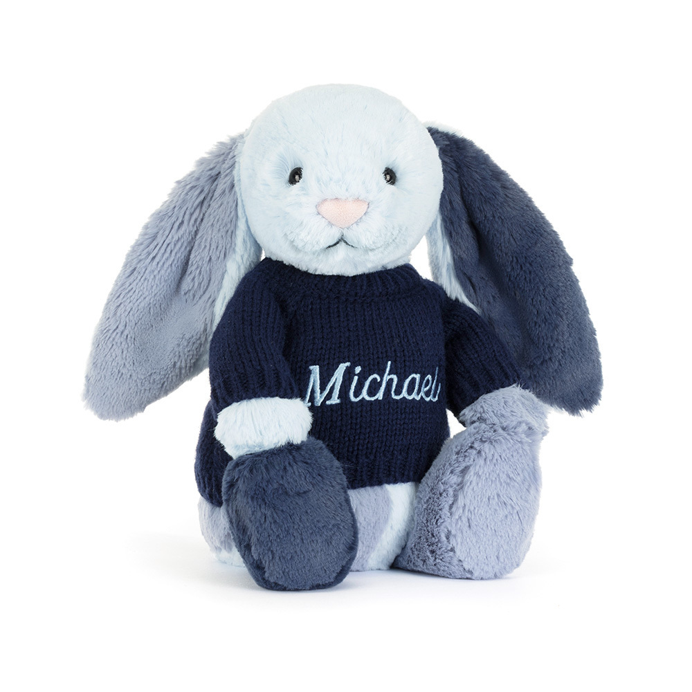Puddlesea Bunny with Personalised Navy Jumper