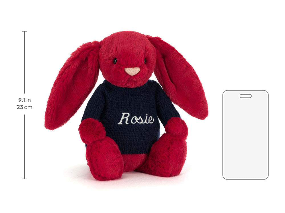 Bashful Luxe Bunny Scarlett with Personalised Navy Jumper
