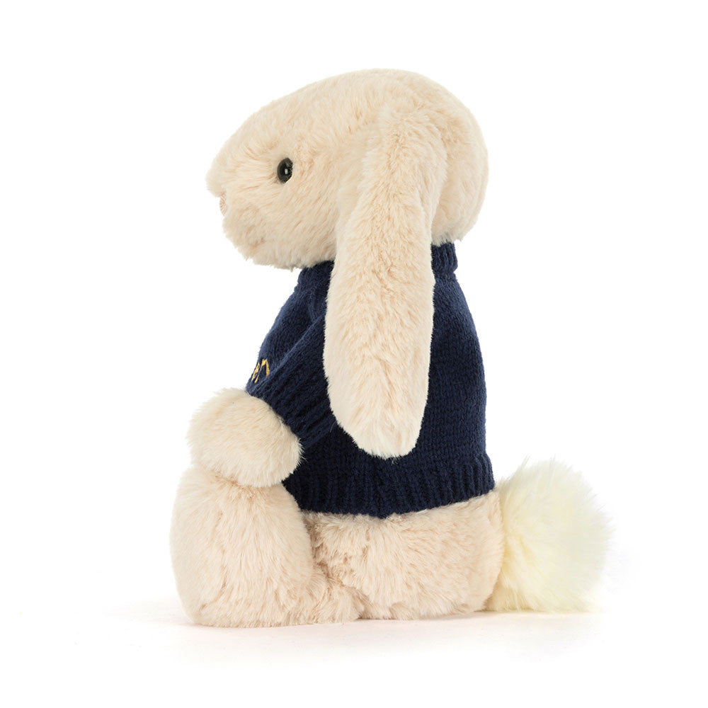 Bashful Luxe Bunny Willow with Personalised Navy Jumper