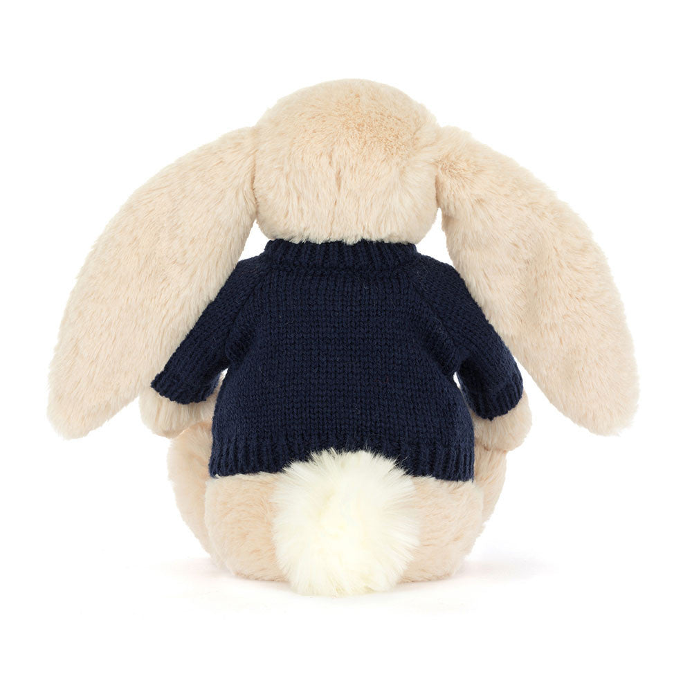 Bashful Luxe Bunny Willow with Personalised Navy Jumper