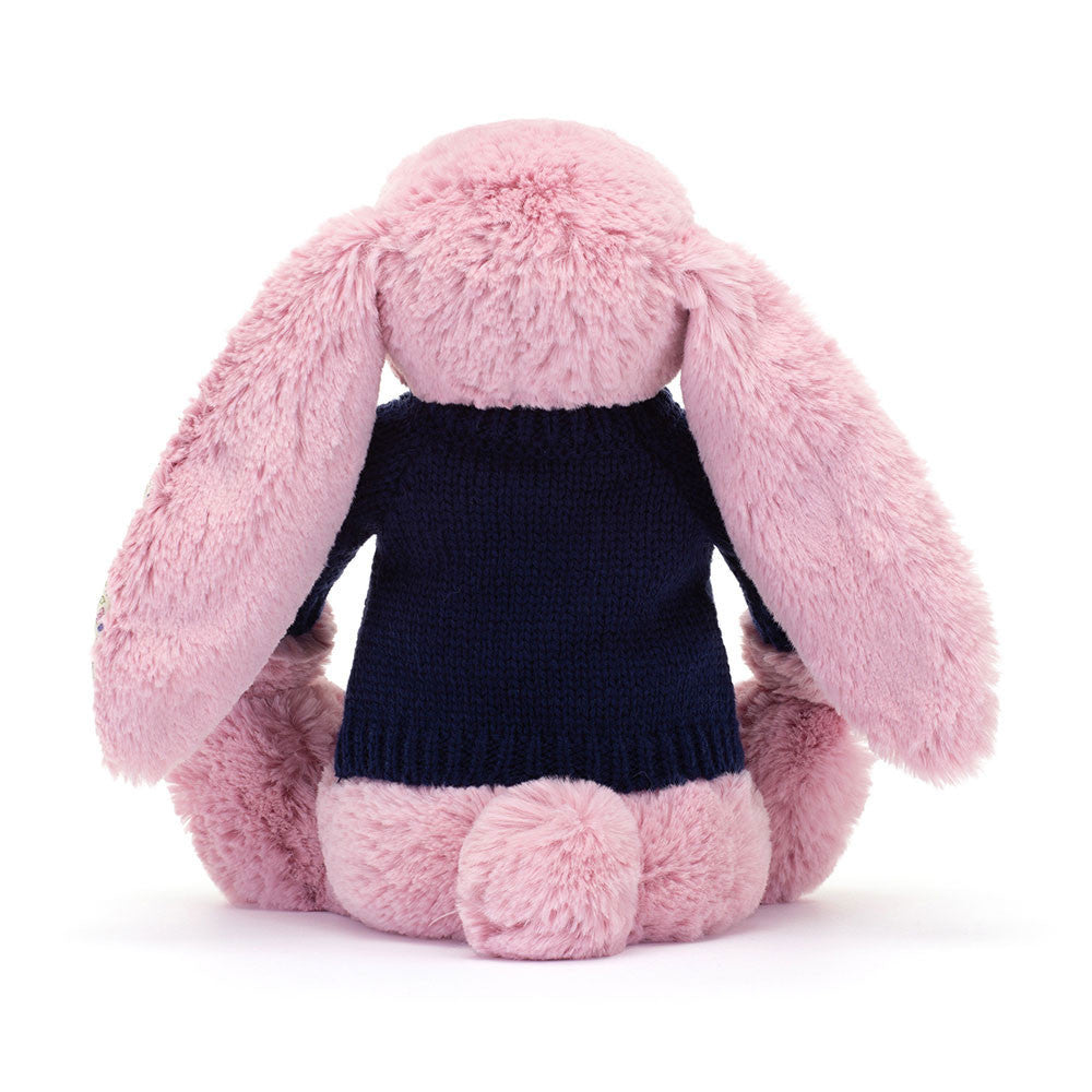 Blossom Tulip Bunny with Personalised Navy Jumper