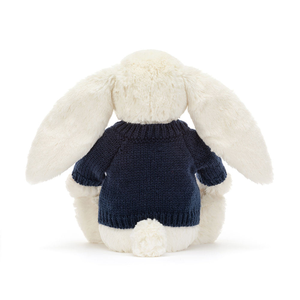 Blossom Cream Bunny 'Berry' with Personalised Navy Jumper