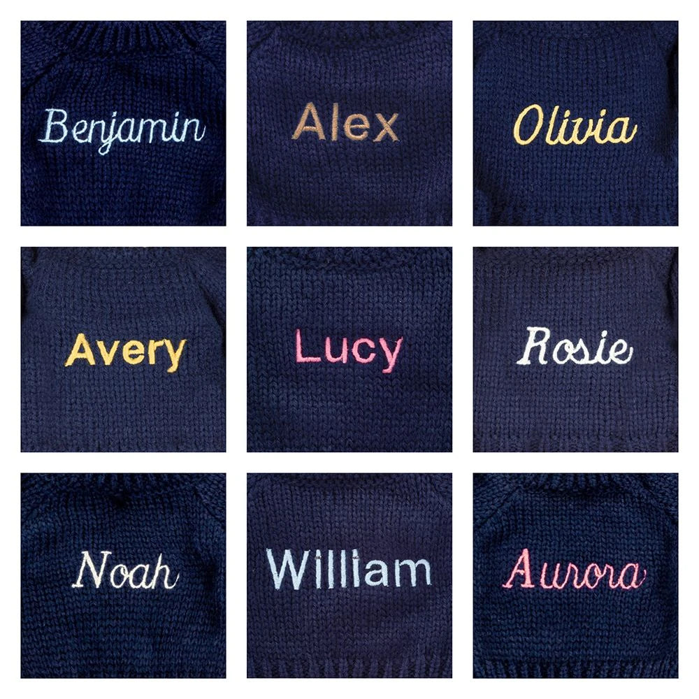 Blossom Silver Bunny 'Bloom' with Personalised Navy Jumper