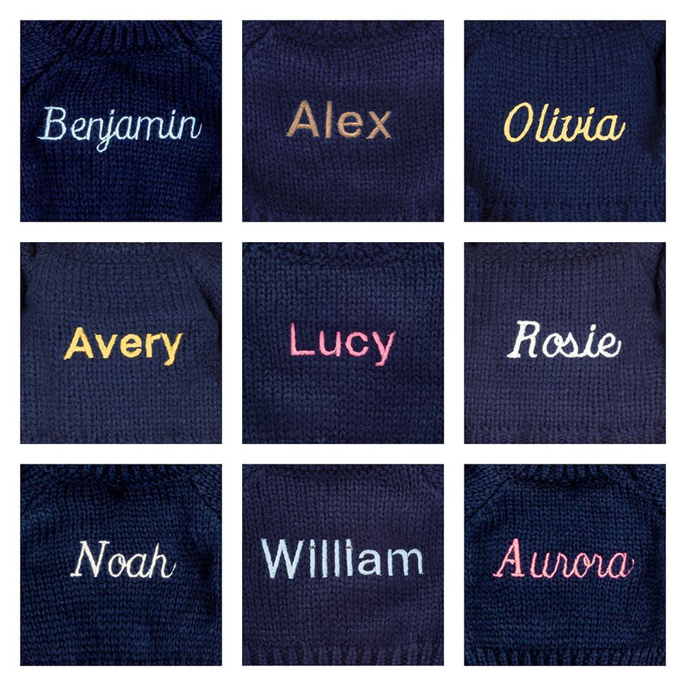 Blossom Beige Bunny 'Petal' with Personalised Navy Jumper