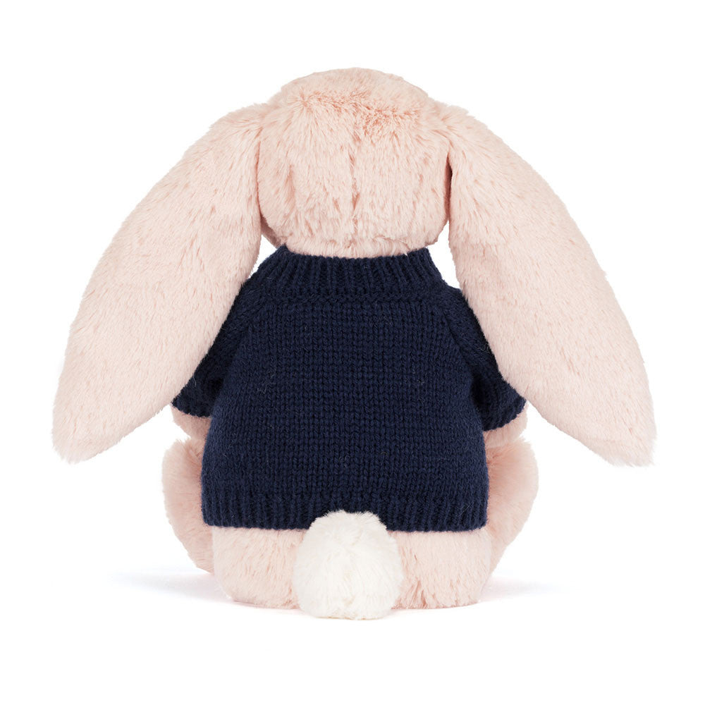 Blossom Blush Bunny 'Cherry' with Personalised Navy Jumper