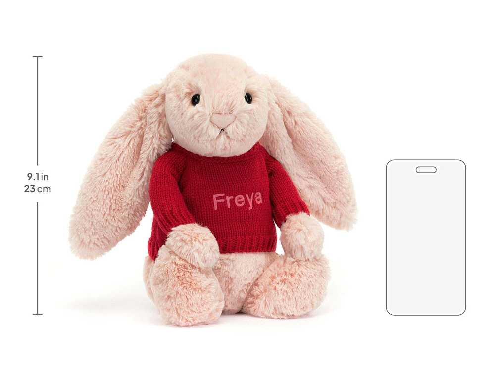 Bashful Blush Bunny with Personalised Red Jumper