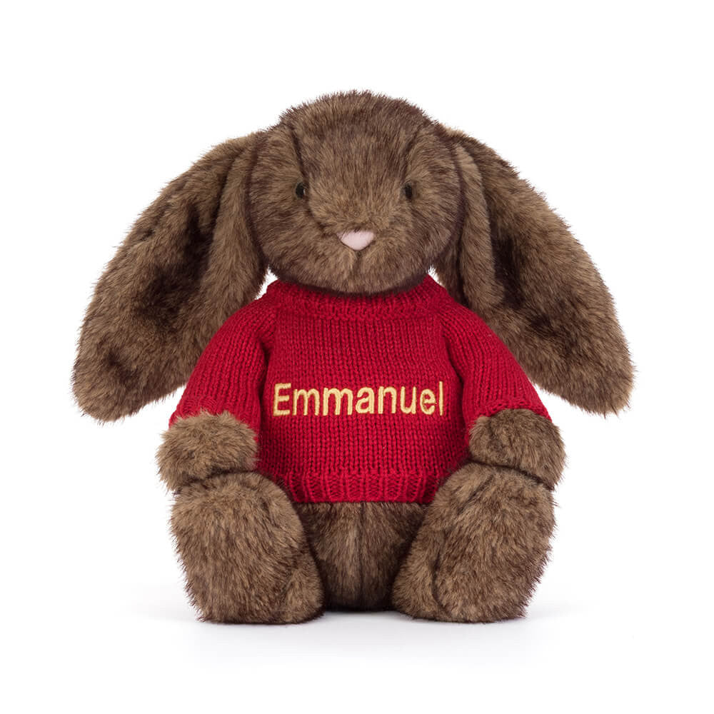 Hoppleston Luxe Bunny with Personalised Red Jumper