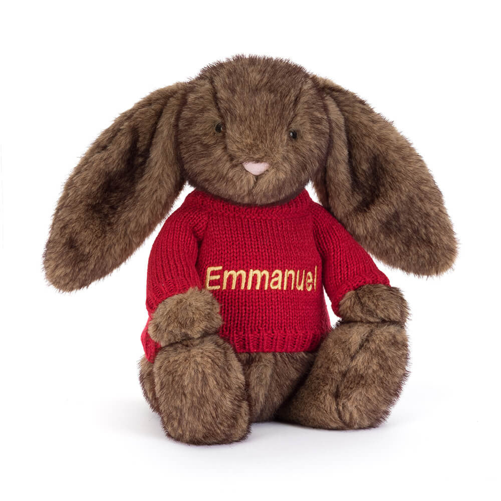 Hoppleston Luxe Bunny with Personalised Red Jumper