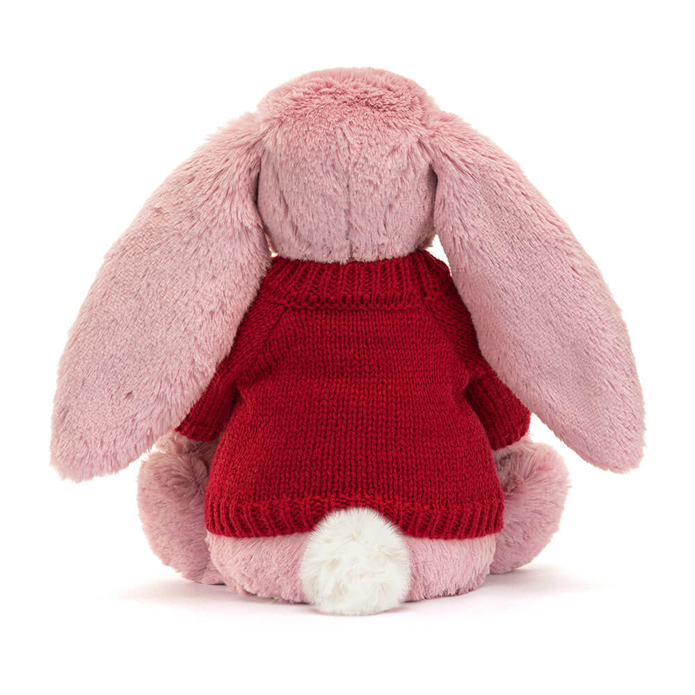 Bashful Tulip Pink Bunny with Personalised Red Jumper
