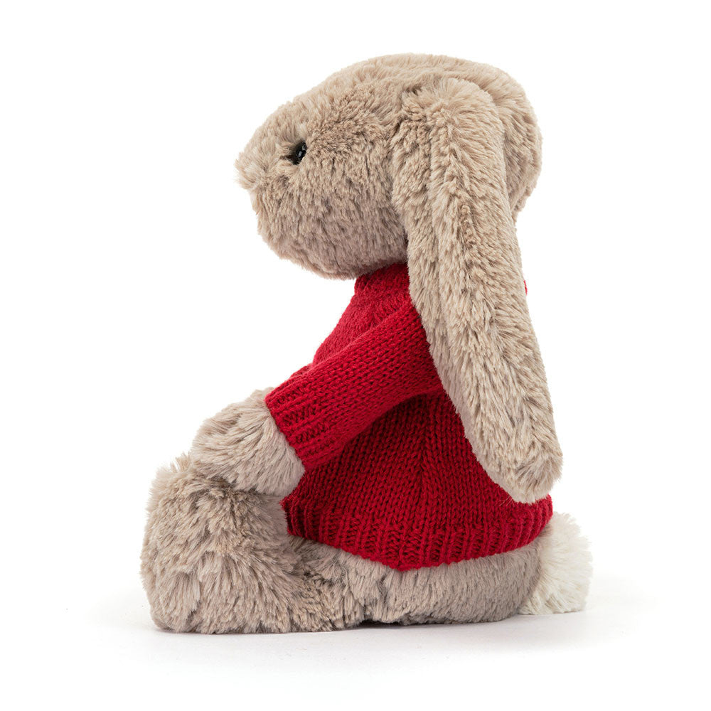 Bashful Beige Bunny with Personalised Red Jumper
