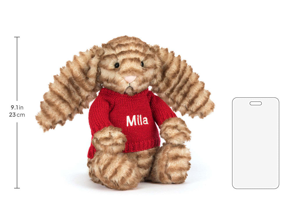 Bashful Luxe Bunny Juniper with Personalised Red Jumper