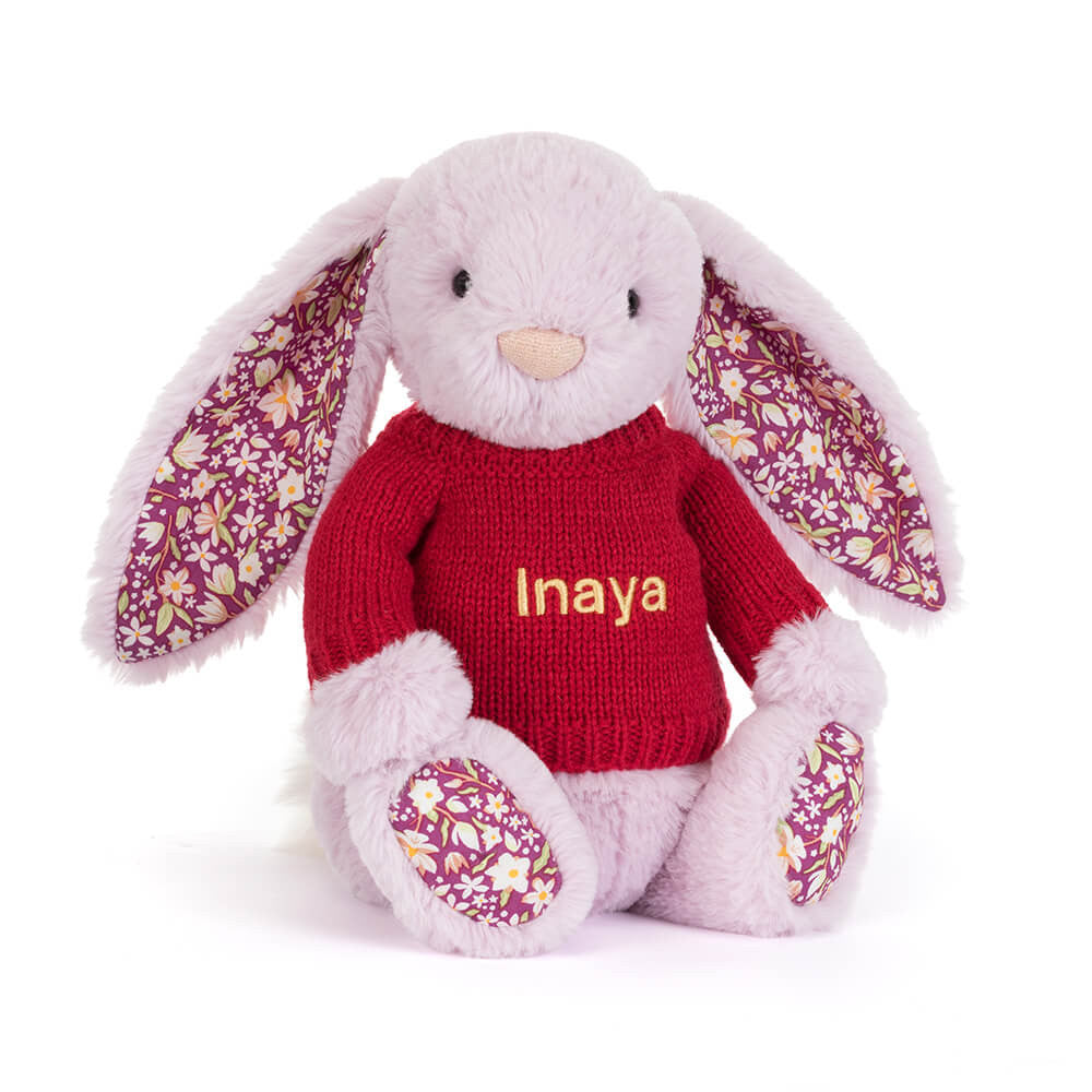 Thistlepop Blossom Luxe Bunny with Personalised Red Jumper