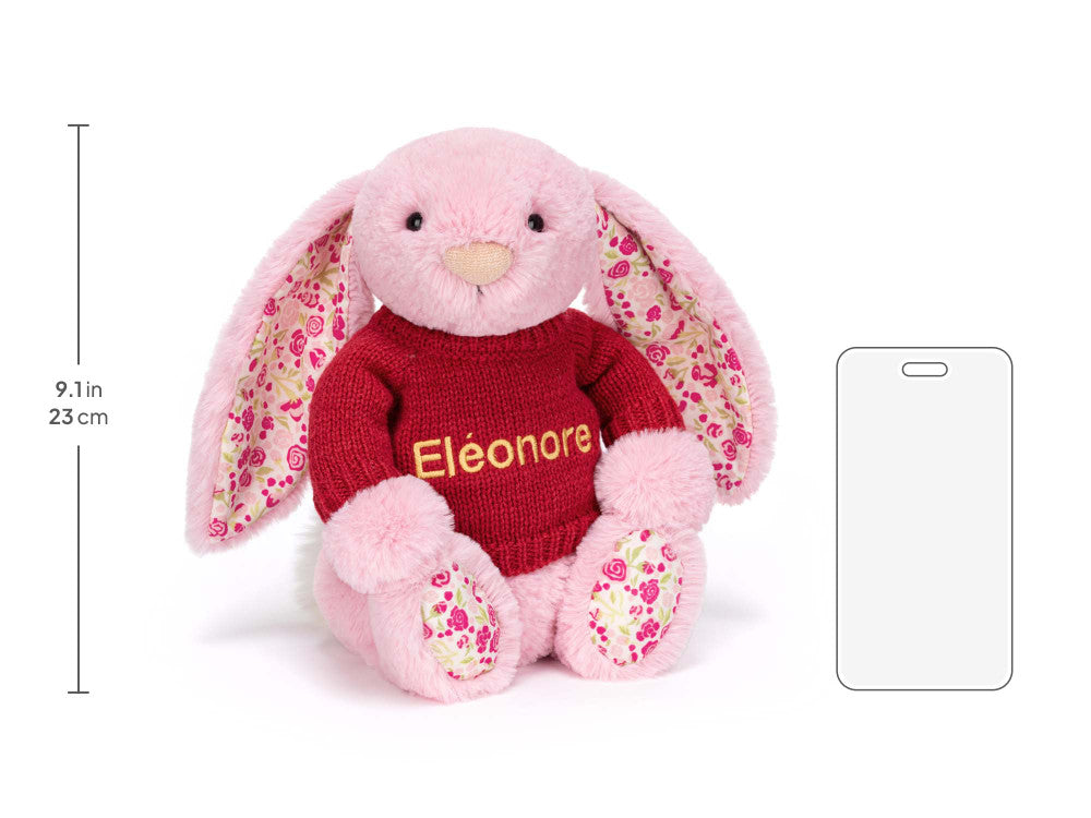 Blushkin Blossom Luxe Bunny with Personalised Red Jumper