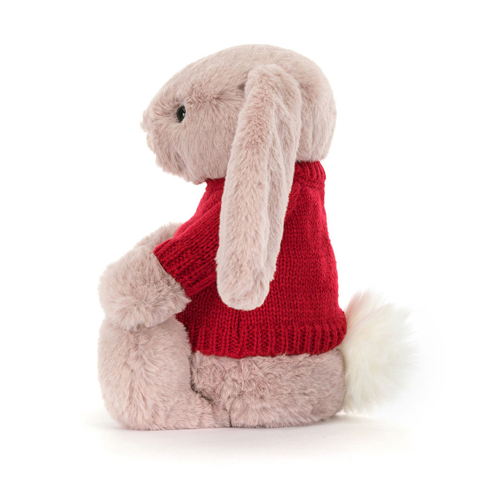 Bashful Luxe Bunny Rosa with Personalised Red Jumper