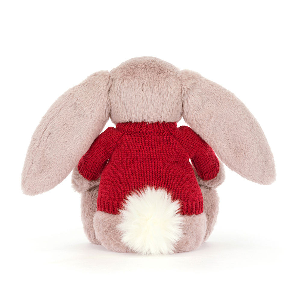Bashful Luxe Bunny Rosa with Personalised Red Jumper