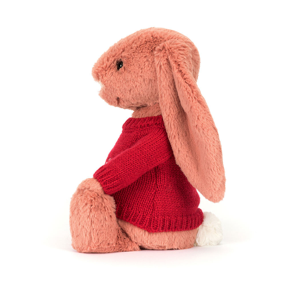 Bashful Sorrel Bunny with Personalised Red Jumper