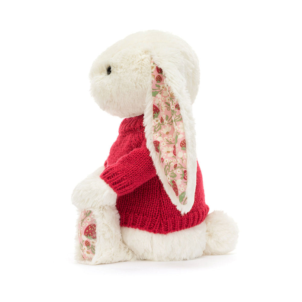 Blossom Cream Bunny 'Berry' with Personalised Red Jumper