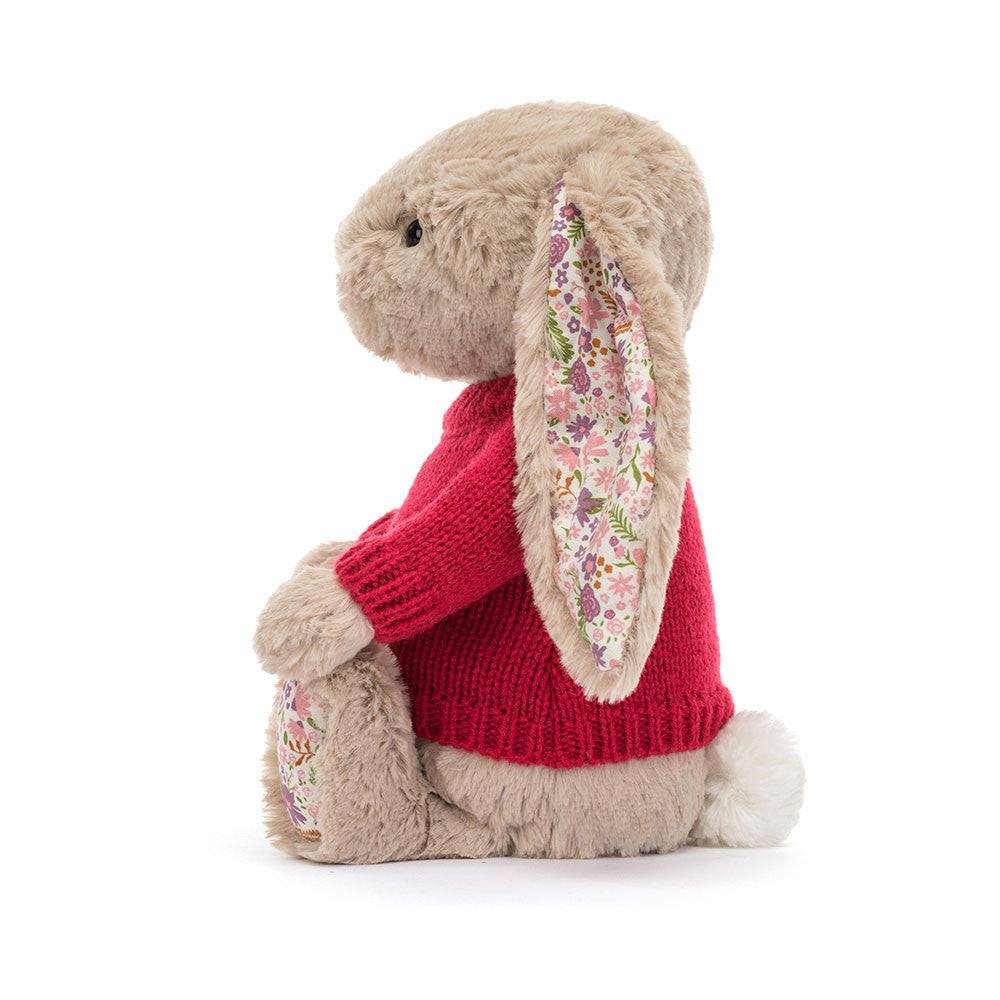 Blossom Beige Bunny 'Petal' with Personalised Red Jumper