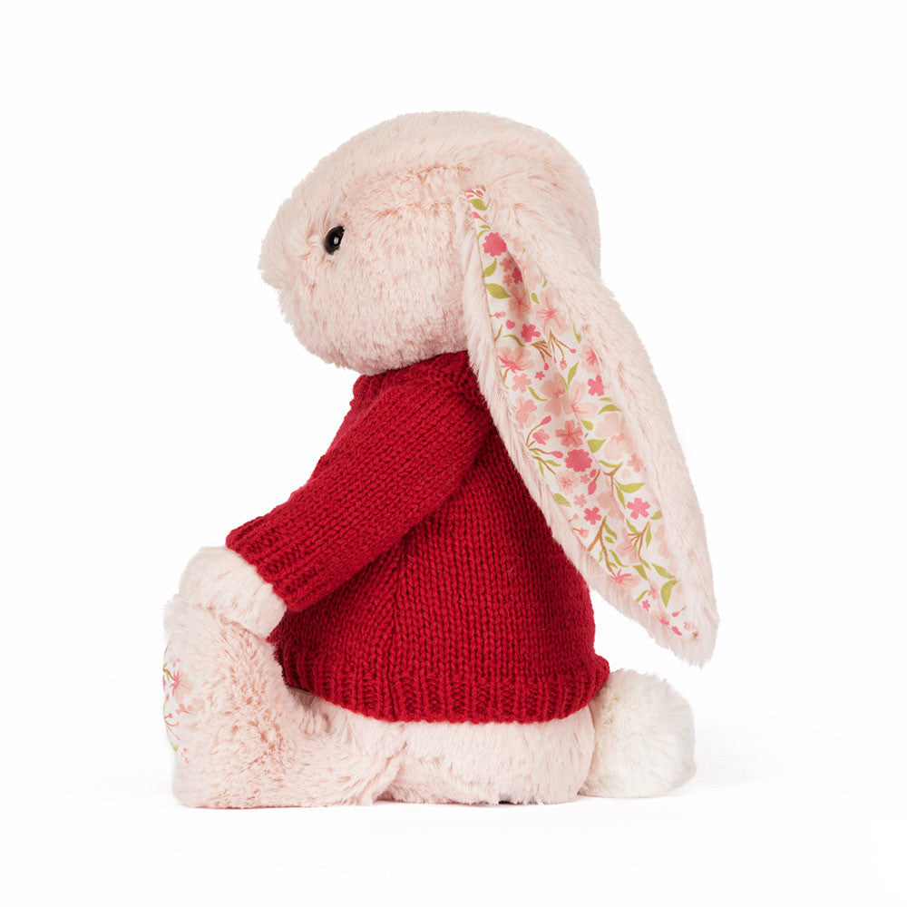Blossom Blush Bunny 'Cherry' with Personalised Red Jumper